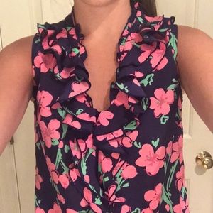 Lilly Pulitzer Floral Ruffled Blouse